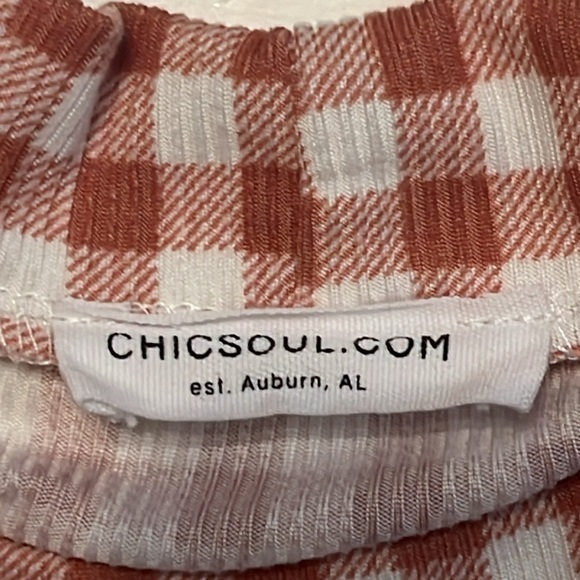 Chicsoul Rust Colored Gingham Print Long Sleeve Dress Size 2X - Picture 8 of 9